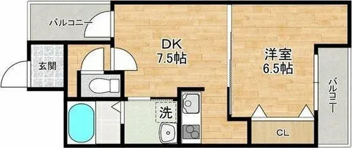 1DKの間取り画像