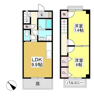 愛知県額田郡幸田町大字横落字郷前【タウンハウス】の間取り