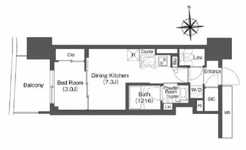 コンフォリア・リヴ本町WEST Q【14階】の間取り