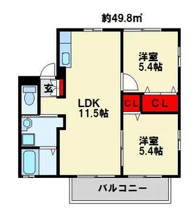 ヴィラージュ B棟【2階】の間取り