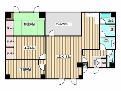 シオンズガーデン花川【3階】の間取り