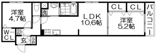 クリエオーレ藤阪東町Ⅱ【1階】の間取り