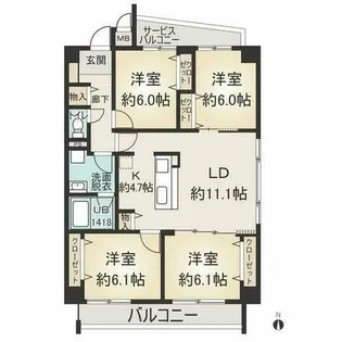 OSM植田・壱番館【4階】の間取り