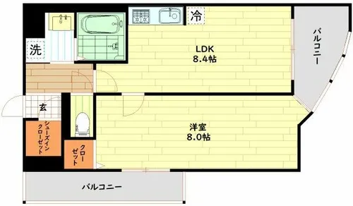 カスタリア新梅田【8階】の間取り