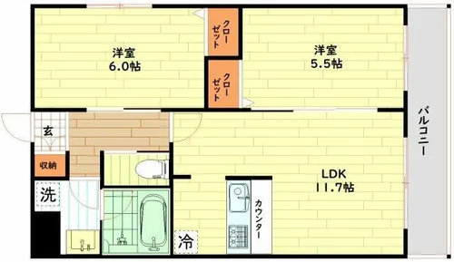 アベニール鷺洲【3階】の間取り