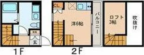 愛知県名古屋市港区辰巳町【テラスハウス】の間取り