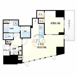 ジオタワー新町【5階】の間取り