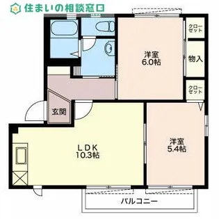 愛知県岡崎市若松町字西荒子【アパート】の間取り