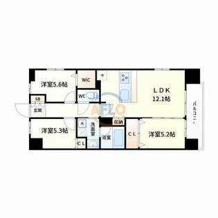 スプランディッド大阪NAMBA LINE【11階】の間取り