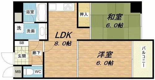 グランドムール清水谷【6階】の間取り
