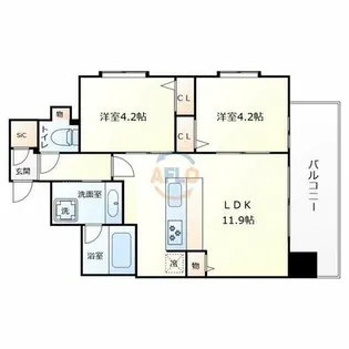 スプランディッド玉造【7階】の間取り