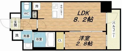 ファステート難波ヴィラント【9階】の間取り