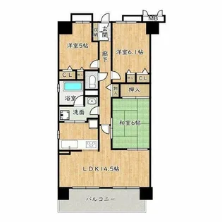 レジデンス羽衣ガーデンスクエア【5階】の間取り