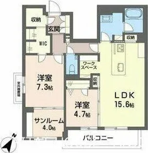 HIGH LINE PARK B棟【2階】の間取り