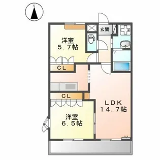 グランディールⅡ【2階】の間取り