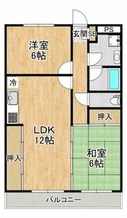 大阪府箕面市粟生間谷西7丁目【マンション】の間取り