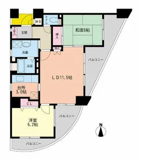 大阪府大阪市天王寺区松ケ鼻町【マンション】の間取り