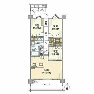 プレティナレジデンス植田【3階】の間取り