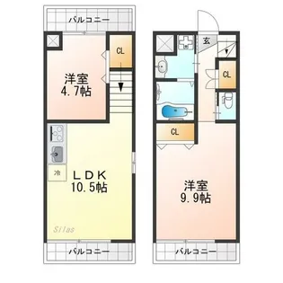ラヴィータ二条月光【1階】の間取り