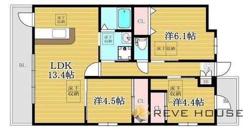 福岡県福岡市南区的場2丁目【マンション】の間取り