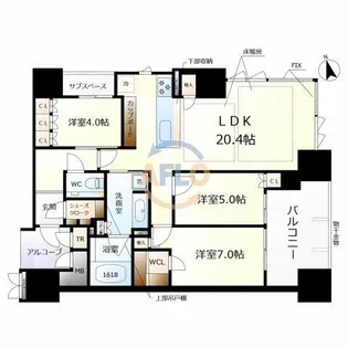 グランドメゾン北堀江レジデンス【3階】の間取り