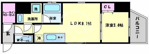 シーズンフラッツ阿波座【204号室】の間取り