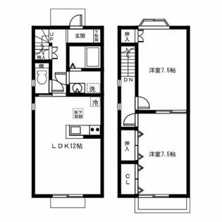 愛知県春日井市松河戸町【テラスハウス】の間取り