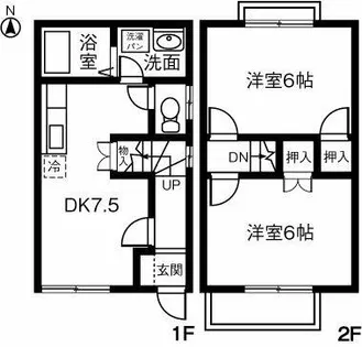 愛知県春日井市篠木町2丁目【テラスハウス】の間取り