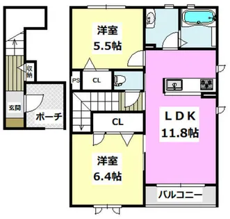 シャーメゾンやまぶきB棟【202号室】の間取り