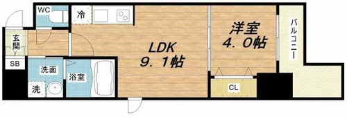 ラクラス堺筋本町【10階】の間取り
