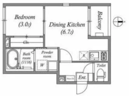ハーモニーテラス巽西【1階】の間取り