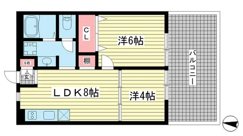 ビタミンテラス上筒井【S102号室】の間取り