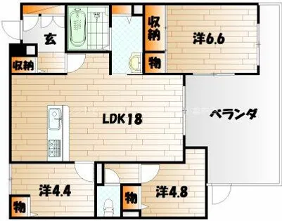 アウル上到津【1階】の間取り