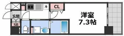 ミュプレ北浜【7階】の間取り