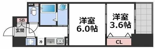 セレニテ心斎橋グランデ【6階】の間取り