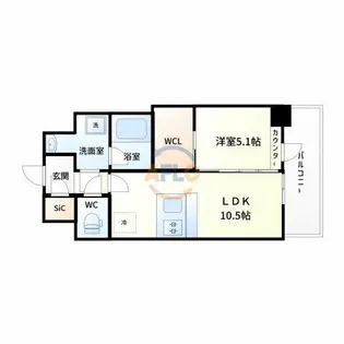 スプランディッド江坂Ⅲ【6階】の間取り