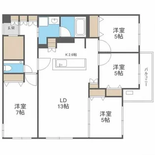 S-RESIDENCE南円山【2階】の間取り