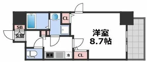 プランドール北浜【12階】の間取り