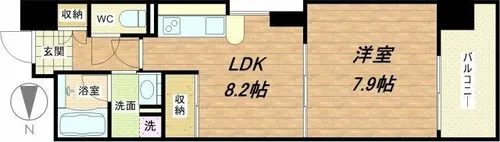 レインボーコート谷町五【8階】の間取り