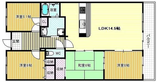 メゾンドールウイングヒルズ参番館【15階】の間取り