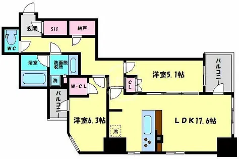 クレヴィアタワー大阪本町【7階】の間取り