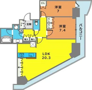 ジークレフ新神戸タワー【3507号室】の間取り
