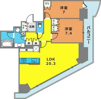 ジークレフ新神戸タワー【3507号室】の間取り
