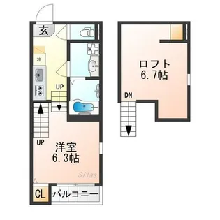 ハーモニーテラスフォース椥辻【2階】の間取り