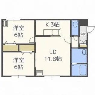 KOKOMO発寒【2階】の間取り
