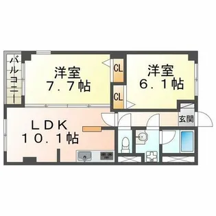 リアルテ霞ヶ丘【3階】の間取り