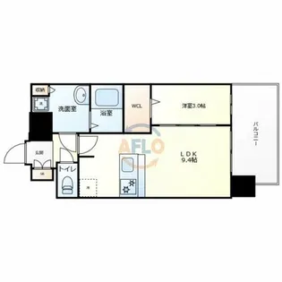 プレサンス京橋GREEN YARDアルミラ【7階】の間取り