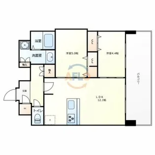 プレサンス京橋GREEN YARDアルミラ【8階】の間取り