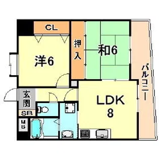 ヴィラヌーブ本山【2階】の間取り