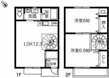 愛知県豊田市花園町小泉【テラスハウス】の間取り